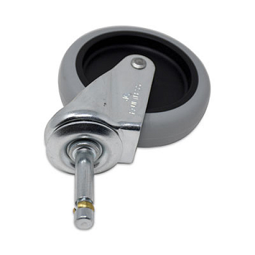 Rubbermaid Commercial Replacement Bayonet-Stem Swivel Casters, Push and Lock Stem (0.44" x 2"), 4" Soft Rubber Wheel, Black/Gray/Silver (FG6173L10000)