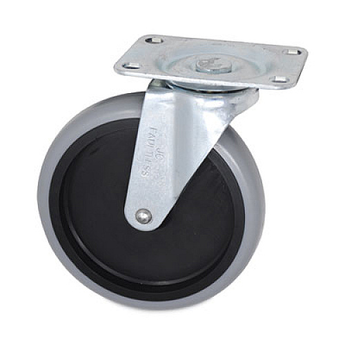 Rubbermaid Commercial Replacement Bayonet-Stem Swivel Casters, Swivel Mount Plate, 5" Soft Rubber Wheel, Black (FG4501L20000)