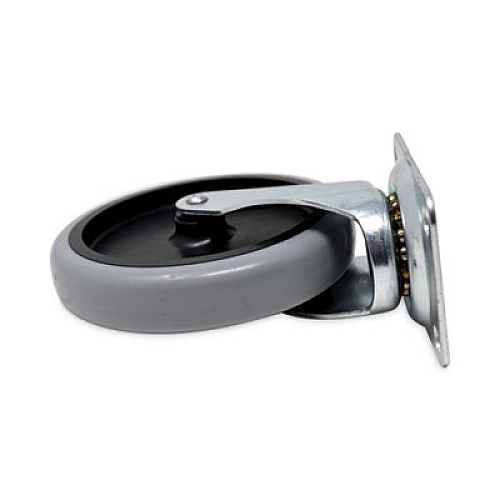Rubbermaid Commercial Replacement Bayonet-Stem Swivel Casters, Swivel Mount Plate, 5" Soft Rubber Wheel, Black (FG4501L20000)