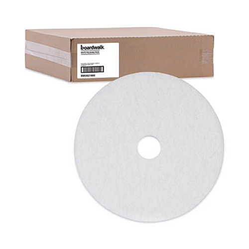 Boardwalk Polishing Floor Pads, 21" Diameter, White, 5/Carton (4021WHI)