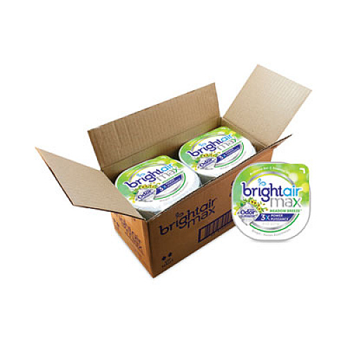 BRIGHT Air Max Odor Eliminator Air Freshener, Meadow Breeze, 8 oz Jar, 6/Carton (900438)