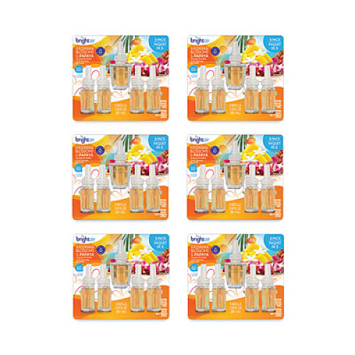 BRIGHT Air Electric Scented Oil Air Freshener Refill, Hawaiian Blossoms and Papaya, 0.67 oz Bottle, 5/Pack, 6 Pack/Carton (900668CT)