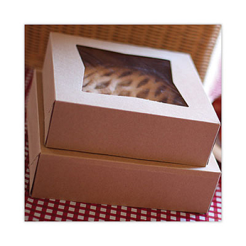 SCT Kraft Window Bakery Boxes, 8 x 8 x 4, Brown, Paper, 150/Carton (24053K)
