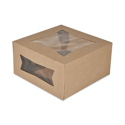 SCT Kraft Window Bakery Boxes, 8 x 8 x 4, Brown, Paper, 150/Carton (24053K)