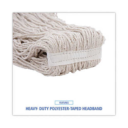 Boardwalk Mop Head, Pro Loop Web/Tailband, Premium Standard Head, Cotton, 32 oz, White (432C)