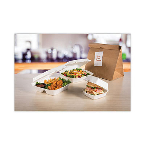 Dart Insulated Foam Hinged Lid Containers, 3 Compartments, 9.3 x 9.5 x 3, White, 100/Sleeve, 2 Sleeves/Carton (95HT3)