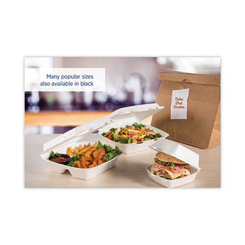 Dart Insulated Foam Hinged Lid Containers, 9.01 x 9.4 x 3, White, 100/Pack, 2 Packs/Carton (90HT1)