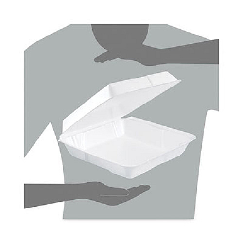 Dart Insulated Foam Hinged Lid Containers, 9.3 x 9.5 x 3, White, 200/Pack, 2 Packs/Carton (95HT1)
