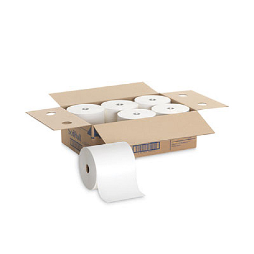Georgia Pacific Professional SofPull Hardwound Roll Paper Towel, Nonperforated, 1-Ply, 7.87" x 1,000 ft, White, 6 Rolls/Carton (26470)