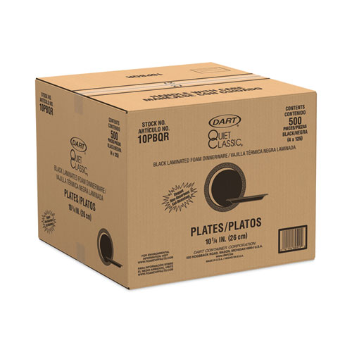 Quiet Classic Laminated Foam Dinnerware, Plate, 10.25" dia, Black, 125/Pack, 4 Packs/Carton (10PBQR)