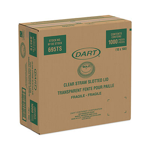 Dart Plastic Cold Cup Lids, Fits 12 oz to 14 oz Cold Cups, Plastic, Clear, 1,000/Carton (695TS)