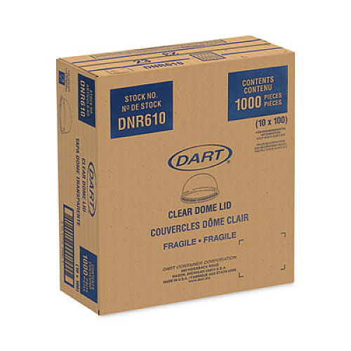 Dart Plastic Dome Lid, Fits 9 oz to 10 oz Cold Cups, Clear, 1,000/Carton (DNR610)
