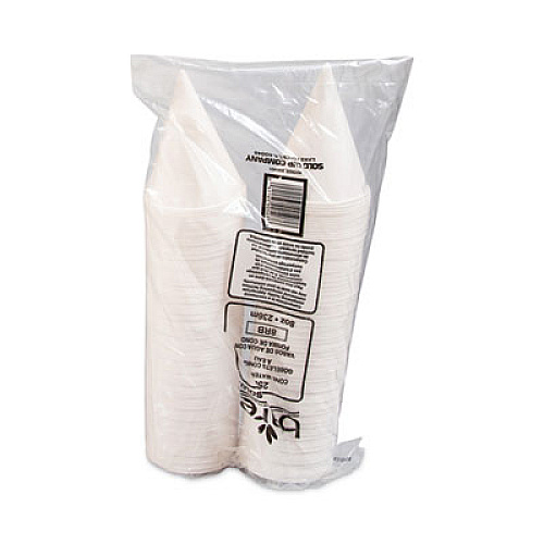 SOLO Cone Water Cups, ProPlanet Seal, 8 oz, Paper, White, 250/Bag, 10 Bags/Carton (8RB)