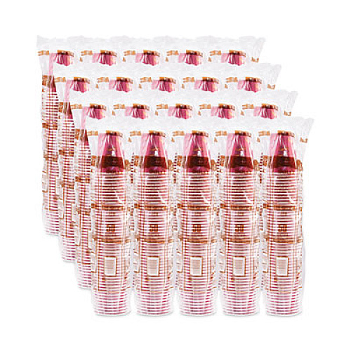 SOLO Paper Hot Drink Cups in Bistro Design, 8 oz, Maroon, 50/Bag, 20 Bags/Carton (378SI)