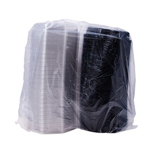 SOLO Creative Carryouts OctaView Hinged Lid Containers, 7.5 x 8 x 2.4, Black/Clear, Plastic, 100/Carton (865045AP94)