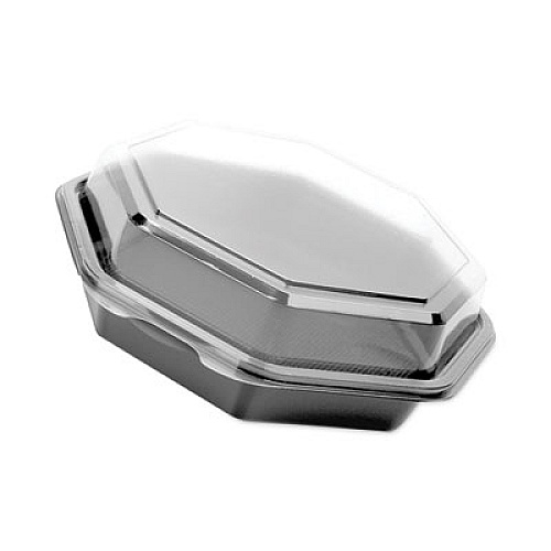 SOLO Creative Carryouts OctaView Hinged Lid Containers, 7.5 x 8 x 2.4, Black/Clear, Plastic, 100/Carton (865045AP94)