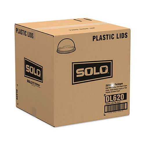 SOLO Dome-Top Cold Cup Lids, Fits 2.5 oz to 9 oz Cold Cups, Plastic, Clear, 2,500/Carton (DL620)