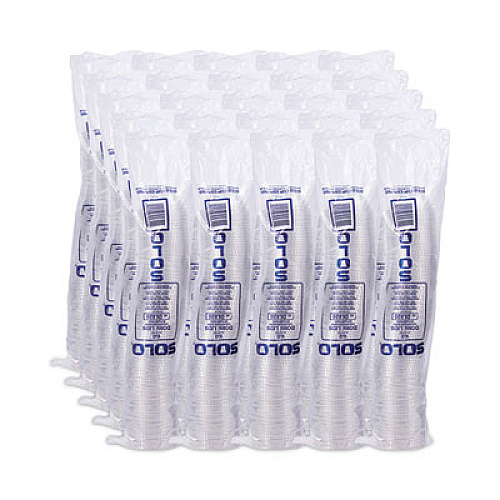 SOLO Dome-Top Cold Cup Lids, Fits 2.5 oz to 9 oz Cold Cups, Plastic, Clear, 2,500/Carton (DL620)