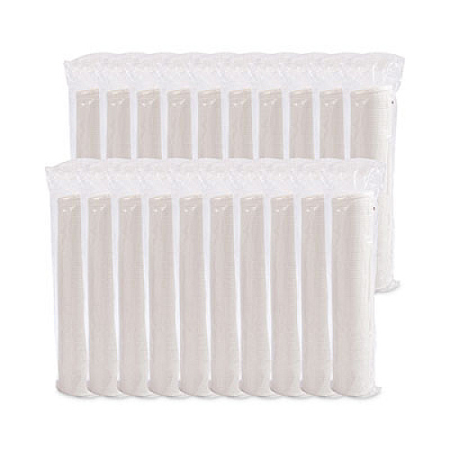 Lift Back and Lock Tab Cup Lids for Foam Cups, Fits 10 oz Solo Trophy Hot/Cold Drink Cups, Plastic, White, 2,000/Carton (DLX10R)