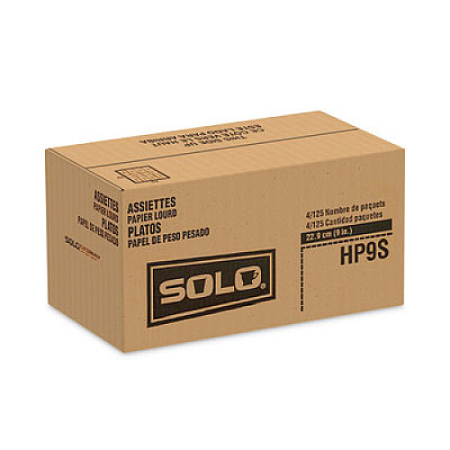 SOLO Bare Eco-Forward Clay-Coated Paper Dinnerware, ProPlanet Seal, Plate, 9" dia, White, 500/Carton (HP9S)