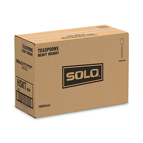 SOLO Impress Heavyweight Full-Length Polystyrene Cutlery, Spoon, Plastic, Black, 1,000/Carton (HSKT)
