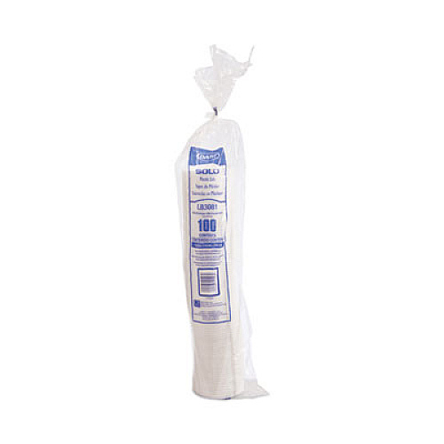 SOLO Lift Back and Lock Tab Lids for Paper Cups, Fits 8 oz Hot Cups, Plastic, White, 100/Sleeve, 10 Sleeves/Carton (LB3081)