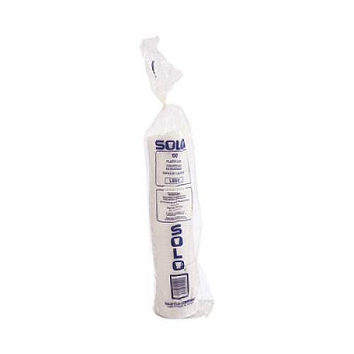 SOLO Lift Back and Lock Tab Lids for Paper Cups, Fits 10 oz Hot Cups, Plastic, White, 100/Sleeve, 10 Sleeves/Carton (LB3101)