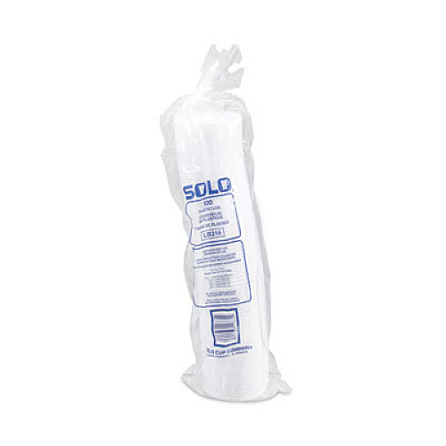 SOLO Lift Back and Lock Tab Lids for Paper Cups, Fits 10 oz to 24 oz Hot Cups, Plastic, White, 100/Sleeve, 10 Sleeves/Carton (LB3161)