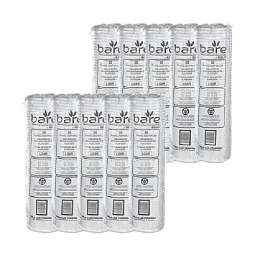 SOLO Bare Eco-Forward RPET Deli Container Lids, Recessed Lid, Fits 8 oz Containers, Clear, Plastic, 50/Pack, 10 Packs/Carton (LG8R)
