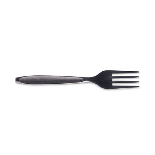 SOLO Reliance Classic Plastic Cutlery, Medium Heavyweight Fork, Black, 1,000/Carton (RSKF0004)