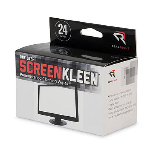Read Right OneStep ScreenKleen Wipes, 5 x 5, Unscented, 24/Box (RR1209)