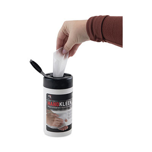 Read Right HandKleen Premoistened Antibacterial Wipes, Cloth, 5.5 x 6.5, Unscented, White, 70/Tub (RR1460)