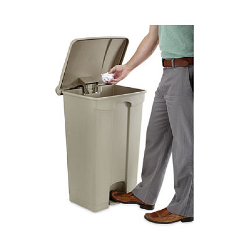 Safco Large Capacity Plastic Step-On Receptacle, 23 gal, Plastic, Tan (9923TN)