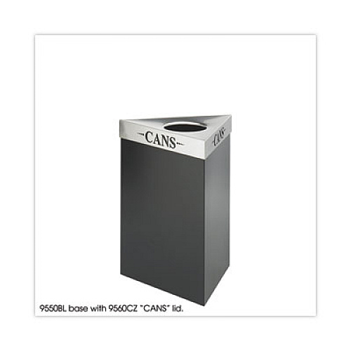 Safco Trifecta Waste Receptacle, 26" High Base, 15 gal, Steel, Black (9550BL)