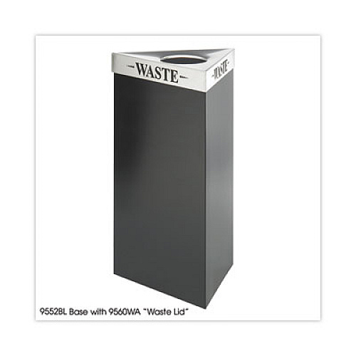 Safco Trifecta Waste Receptacle, 34" High Base, 19 gal, Steel, Black (9552BL)