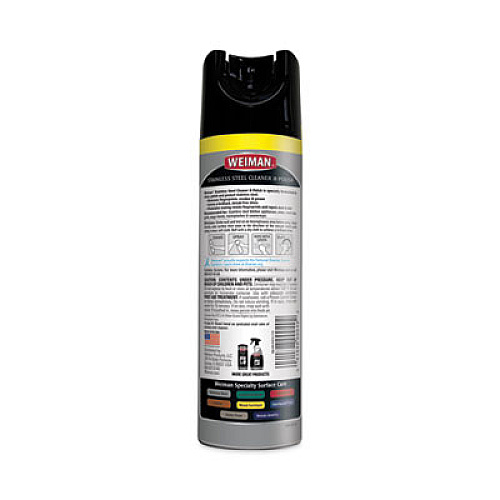 WEIMAN Stainless Steel Cleaner and Polish, 17 oz Aerosol, 6/Carton (49CT)