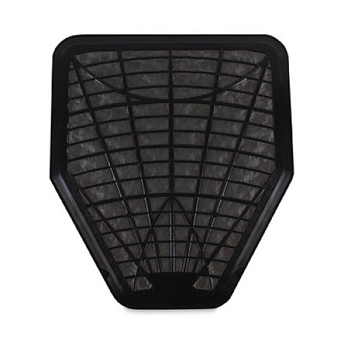 TOLCO Urinal Mat, Shield-Shaped, Black Non-Slip Perforated Surface, 20.75" x 18.5", 6/Carton (220206)