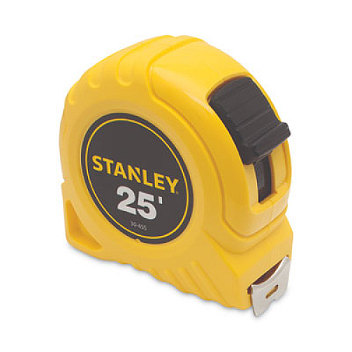 Stanley Bostitch Power Return Rule Tape Measure, Plastic Case,  Polymer-Coated Blade, 1" x 25 ft, Yellow (30455)