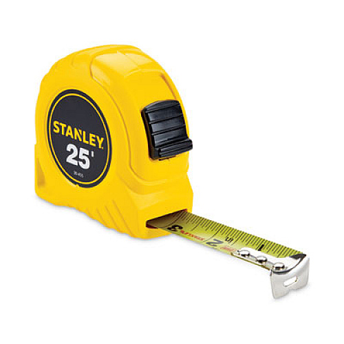 Stanley Bostitch Power Return Rule Tape Measure, Plastic Case,  Polymer-Coated Blade, 1" x 25 ft, Yellow (30455)