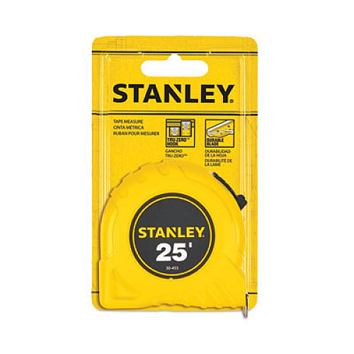 Stanley Bostitch Power Return Rule Tape Measure, Plastic Case,  Polymer-Coated Blade, 1" x 25 ft, Yellow (30455)