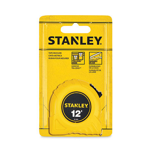 Stanley Bostitch Power Return Tape Measure with Belt Clip, 0.5 x 12 ft, Yellow (30485)