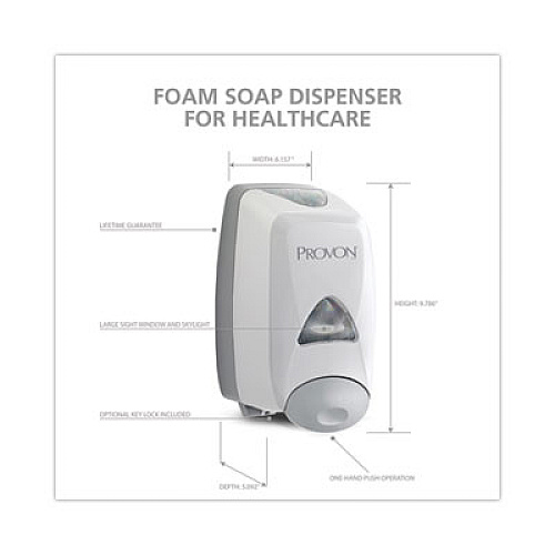PROVON FMX-12 Foam Soap Dispenser, 1,250 mL, 6.25 x 5.12 x 9.88, Dove Gray, 6/Carton (516006CT)