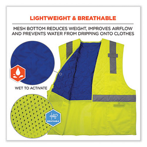 ergodyne Chill-Its 6668 Class 2 Hi-Vis Safety Cooling Vest, Polymer, X-Large, Lime (12715)