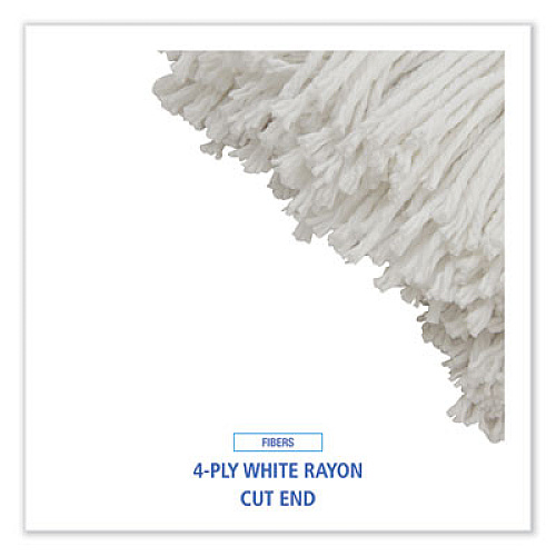 Boardwalk Cut-End Lie-Flat Wet Mop Head, Rayon, 24 oz, White (724REA)