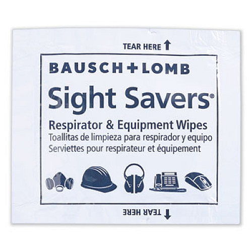 Bausch & Lomb Sight Savers Respirator and Equipment Wipes, Cloth, 5 x 8, Unscented, White, 100/Box (8595)