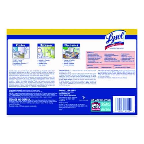 LYSOL Brand Disinfecting Wipes, 1-Ply, 7 x 7.25, Lemon and Lime Blossom, White, 35 Wipes/Canister, 3 Canisters/Pack, 4 Packs/Carton (82159CT)