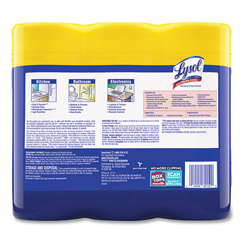 LYSOL Brand Disinfecting Wipes, 1-Ply, 7 x 7.25, Lemon and Lime Blossom, White, 35 Wipes/Canister, 3 Canisters/Pack (82159PK)