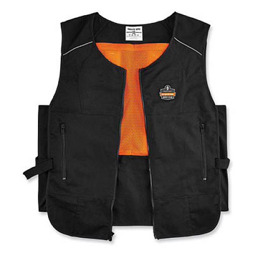 ergodyne Chill-Its 6255 Lightweight Phase Change Cooling Vest, Cotton/Polyester, Large/X-Large, Black (12125)