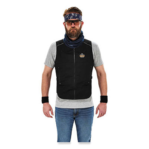 ergodyne Chill-Its 6255 Lightweight Phase Change Cooling Vest, Cotton/Polyester, Large/X-Large, Black (12125)