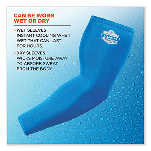 ergodyne Chill-Its 6690 Performance Knit Cooling Arm Sleeve, Polyester/Spandex, Medium, Blue, 2 Sleeves (12183)